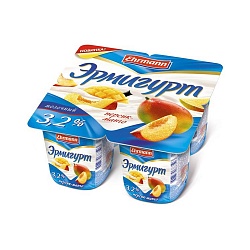 ЙОГУРТ ЭРМИГУРТ МОЛОЧНЫЙ 3,2% ПЕРСИК/МАНГО 100ГР