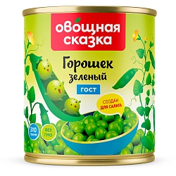 Горошек зеленый Овощная сказка ГОСТ ж/б 310г
