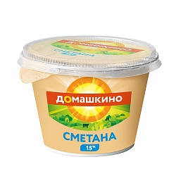 БЗМЖ СМЕТАНА СЕЛО ДОМАШКИНО 15% 170ГР СТАКАН