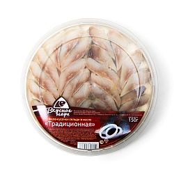 СЕЛЬДЬ ФИЛЕ КУСОЧКИ В МАСЛЕ ТРАДИЦИОННАЯ (КРУГ) 150ГР