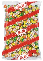Мини-карамель Sla Sti с фруктовой начинкой Микс (апельс/киви/лимон), фас. 0,5 кг