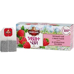 ЧАЙ МАЙСКИЙ "ИВАН-ЧАЙ С ЧЕРНЫМ ЧАЕМ И МАЛИНОЙ" (ПАКЕТ) 0,45КГ/37,5Г