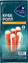 КРАБОВЫЕ ПАЛОЧКИ КРАБ-РОЛЛ РУССКОЕ МОРЕ С СЫРОМ ОХЛ 180ГР