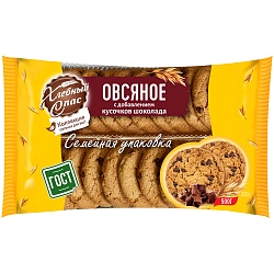 ПЕЧЕНЬЕ СДОБНОЕ ОВСЯНОЕ С КУСОЧКАМИ ШОКОЛАДА ХЛЕБНЫЙ СПАС 500ГР