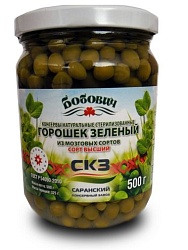 Горошек зеленый высший сорт 500гр ст/банка (сухой вес 325 г)