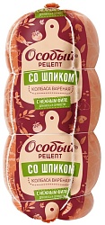 КОЛБАСА ВАРЕНАЯ ОСОБЫЙ РЕЦЕПТ СО ШПИКОМ 500ГР