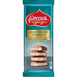 ШОКОЛАД РОССИЯ ШОКОЛАДНЫЕ ПУЗЫРЬКИ МОЛОЧНЫЙ И БЕЛЫЙ 75ГР