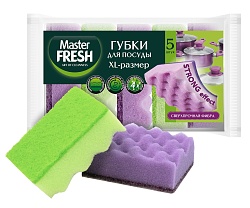 ГУБКИ ДЛЯ МЫТЬЯ ПОСУДЫ MASTER FRESH STRONG XL 5ШТ