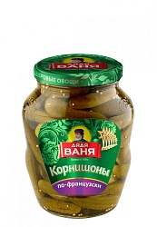 ОГУРЦЫ КОРНИШОНЫ ДЯДЯ ВАНЯ ПО ФРАНЦУЗСКИ 680ГР СТ/Б