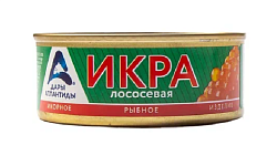 ИКРА ЛОСОСЕВАЯ ИКОРНОЕ РЫБНОЕ ИЗДЕЛИЕ ДАРЫ АТЛАНТИДЫ Ж/Б 95Г