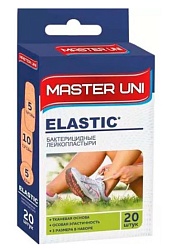 Лейкопластырь бактерицидный, на тканевой основе Master Uni Elastic 20шт.