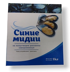 МИДИИ 1/2 СТВОРКИ РАКОВИНЫ 30/40 С/М ГОЛУБЫЕ 1КГ