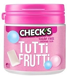 Жевательная резинка  CHECKS без сахарасо вкусом тутти - фрутти 70 гр. (50 подушечек)