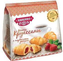 КРУАССАНЫ МИНИ ЯШКИНО КЛУБНИЧНЫЙ ДЖЕМ 180ГР