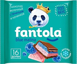 Молочный шоколад с начинкой и печеньем FANTOLA Голубая Малина 66 г