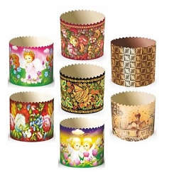 Бумажные формы для кулича Цветные Набор 8форм 60*70