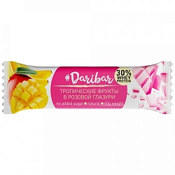 БАТОНЧИК  ПРОТЕИНОВЫЙ DARIBAR В РОЗОВОЙ ГЛАЗ. СО ВКУСОМ ТРОПИЧЕСКИЕ ФРУКТЫ 40ГР