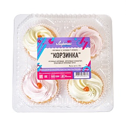 НАБОР ПИРОЖНЫХ КОРЗИНКА (С БЕЛКОВЫМ КРЕМОМ)  ЛИРОНАС 220ГР