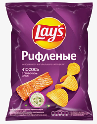 ЧИПСЫ ЛЭЙС 140ГР РИФЛЕНЫЕ ЛОСОСЬ В СЛИВ СОУСЕ