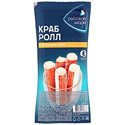 КРАБОВЫЕ ПАЛОЧКИ КРАБ-РОЛЛ "РУССКОЕ МОРЕ" ИМИТАЦИЯ С СЫРОМ ОХЛ.180Г1/8
