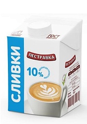 БЗМЖ СЛИВКИ ПЕСТРАВКА 10%  УЛЬТРАПАСТ 500ГР