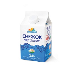 Снежок напиток кисломолочный йогуртный с сахаром «Село Домашкино» 2,5% пюр-пак 400 г