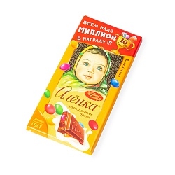 ШОКОЛАД АЛЕНКА МОЛОЧНЫЙ С РАЗНОЦВЕТНЫМ ДРАЖЕ 75ГР